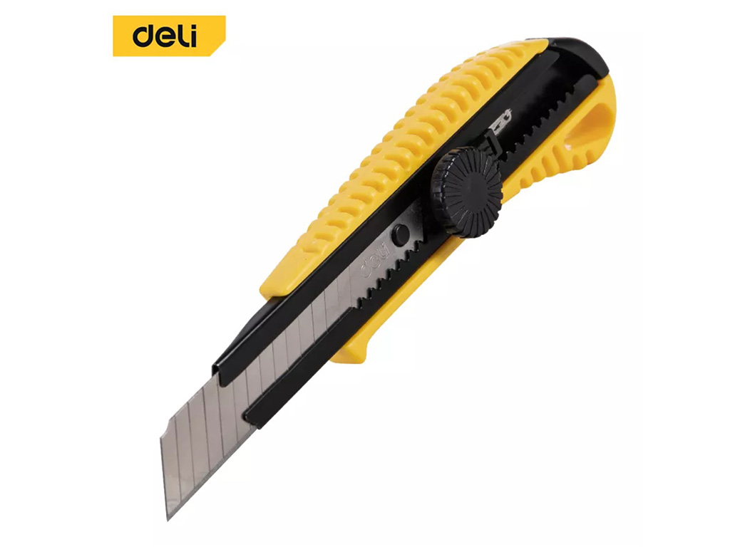 Cutter Deli DL003A cu lamă SK5 cu buton de blocare rotativ