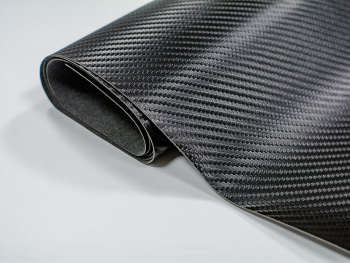 Piele artificială neagră embosată tip carbon 3D pe suport textil din microfibră, fară adeziv, 138 cm lațime