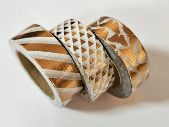Set 3 role washi tape, benzi adezive decorative cu model cupru