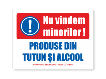 Sticker atenționare 'Nu vindem minorilor produse din tutun și alcool', color, Folina, 15x20 cm