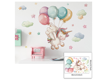 Sticker cameră bebe, Micul unicorn, decor perete şi mobilă, 60x40cm